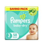 بامبرز (3) 58 قطعة PAMPERS (3) (6-10 KG) 58P OLIVE OIL
